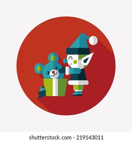 Christmas elf flat icon with long shadow,eps10