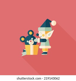 Christmas elf flat icon with long shadow,eps10