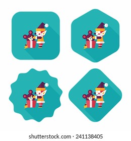 Christmas elf flat icon with long shadow,eps10