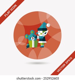 Christmas elf flat icon with long shadow,eps10
