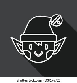 Christmas elf flat icon with long shadow, line icon