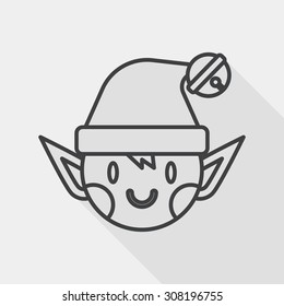 Christmas elf flat icon with long shadow, line icon