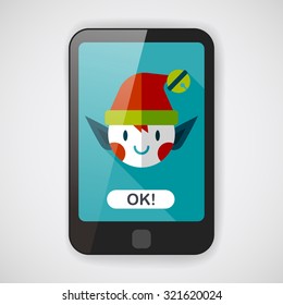 Christmas elf flat icon with long shadow,eps10