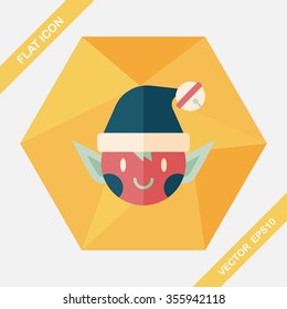 Christmas elf flat icon with long shadow,eps10