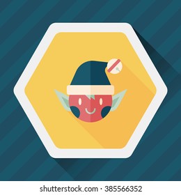 Christmas elf flat icon with long shadow,eps10