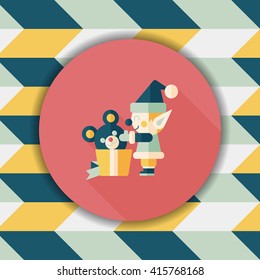 Christmas elf flat icon with long shadow,eps10
