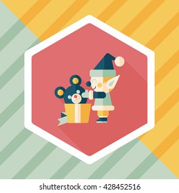 Christmas elf flat icon with long shadow,eps10