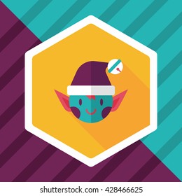 Christmas elf flat icon with long shadow,eps10