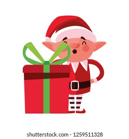 christmas elf and gift box decoration