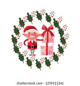 christmas elf and gift wreath decoration