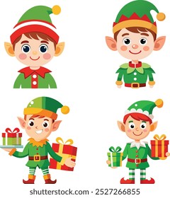 Christmas Elf with gifts vector art