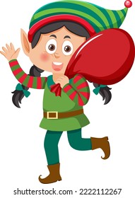 Christmas elf girl cartoon character illustration