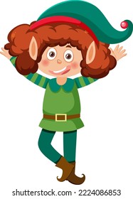 Christmas elf girl cartoon character illustration