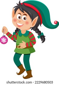 Christmas elf girl cartoon character illustration