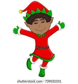 Christmas elf - girl cartoon vector illustration