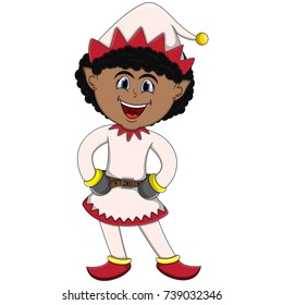 Christmas elf - girl cartoon vector illustration