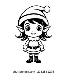 Christmas elf girl vector cartoon illustration