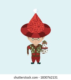  Christmas elf with glasses and attributes
