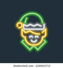 Christmas elf glowing neon sign hard edge gradient vector illustration