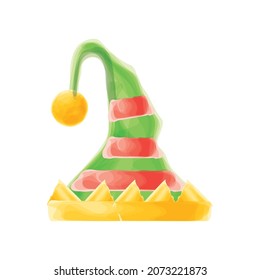 icono plano del sombrero elfo de navidad