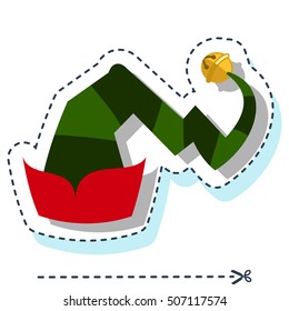Christmas elf hat red and green. Vector illustration on a white background.