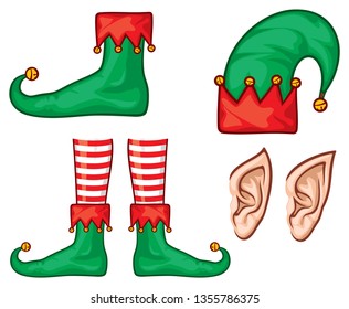 Christmas Elf Hat, Shoes (legs) And Ears