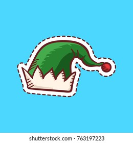 christmas elf hat sticker vector