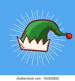 christmas elf hat sticker vector