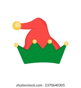 Christmas elf hat. Vector flat illustration on a white background