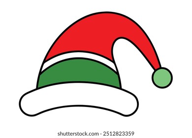 Christmas elf hat vector line art, clipart illustration with isolated on white background