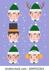 Christmas Elf Head Vector Illustration