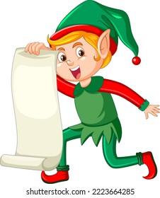 Christmas elf holding black paper illustration