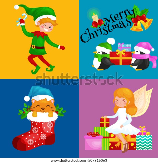 Christmas Elf Holding Sweets Girl Angel Stock Vector Royalty Free