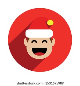 Christmas Elf Icon in a Red Circle with Long Shadow