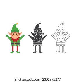 Christmas Elf Icon Set Vector Design.