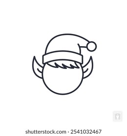 Icono de elfo de Navidad. Letrero del símbolo del elfo de la Navidad para el concepto móvil y el Diseño web. Icono de Vector, Ilustración de logotipo, Vector