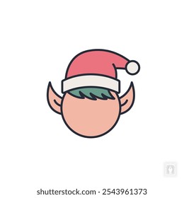 Icono de elfo de Navidad. Letrero del símbolo del elfo de la Navidad para el concepto móvil y el Diseño web. Icono de Vector, Ilustración de logotipo, Vector