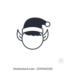 Icono de elfo de Navidad. Letrero del símbolo del elfo de la Navidad para el concepto móvil y el Diseño web. Icono de Vector, Ilustración de logotipo, Vector