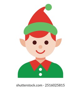 Ilustración vectorial de icono de elfo de Navidad.

