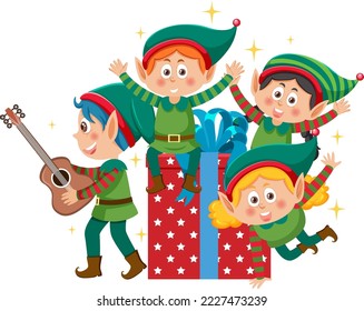 Christmas elf kids cartoon illustration