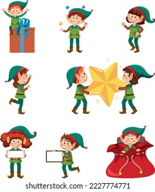 Christmas elf kids collection illustration