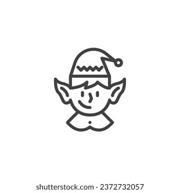 Christmas Elf line icon. linear style sign for mobile concept and web design. Elf face outline vector icon. Symbol, logo illustration. Vector graphics