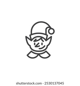 Christmas Elf line icon. linear style sign for mobile concept and web design. Small elf outline vector icon. Symbol, logo illustration. Vector graphics