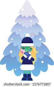 Christmas elf near the Christmas tree