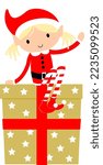 Christmas Elf on a gift box. Santa