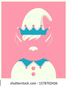 Christmas elf on pink background. Vector illustration for greeting card, poster,invitation,banner,flyer,web design.