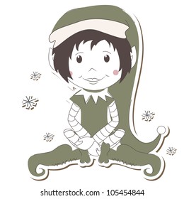 Christmas Elf on white background.