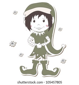 Christmas Elf on white background.