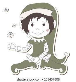 Christmas Elf on white background.