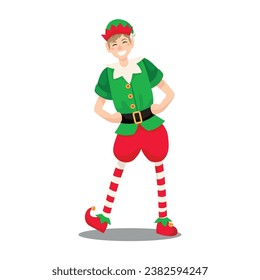 Christmas elf on white background